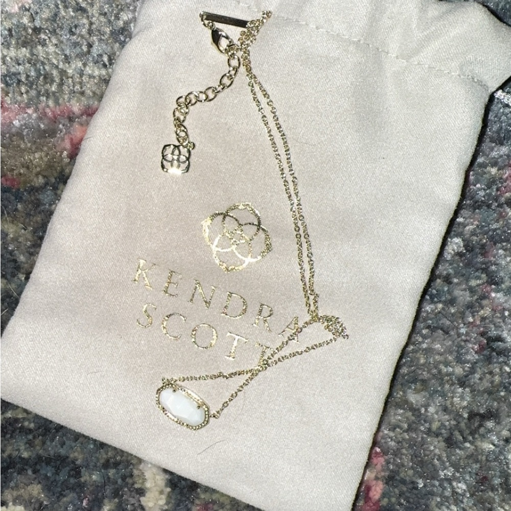 Kendra Scott Gold Necklace with Oval White Pendant